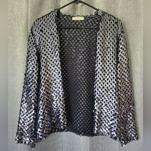 Vintage Three Flags California Sequin Jacket Size M (8) Open Front Cardigan